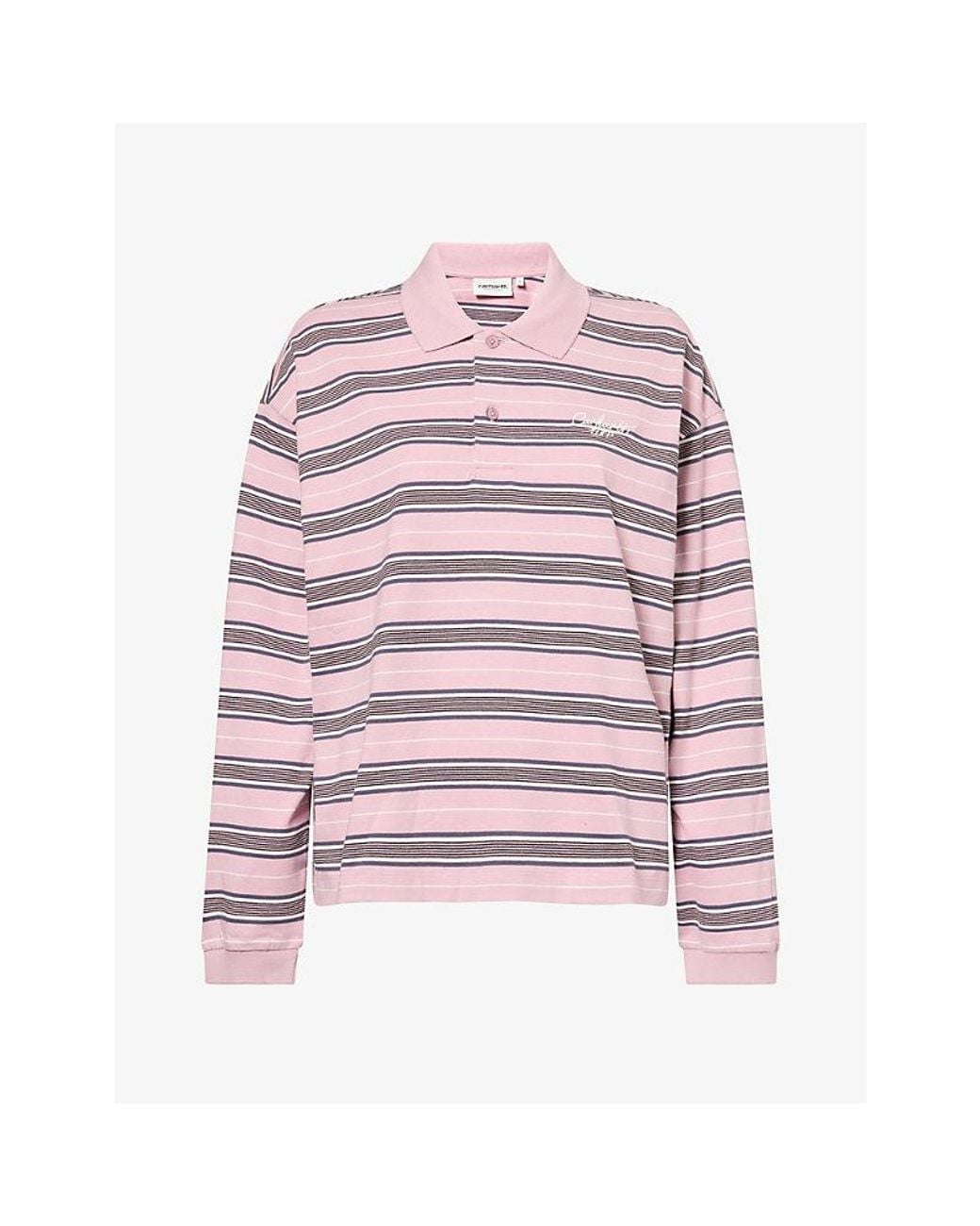 Carhartt Pink Bronson Long-Sleeve Cotton-Jersey Polo Shirt