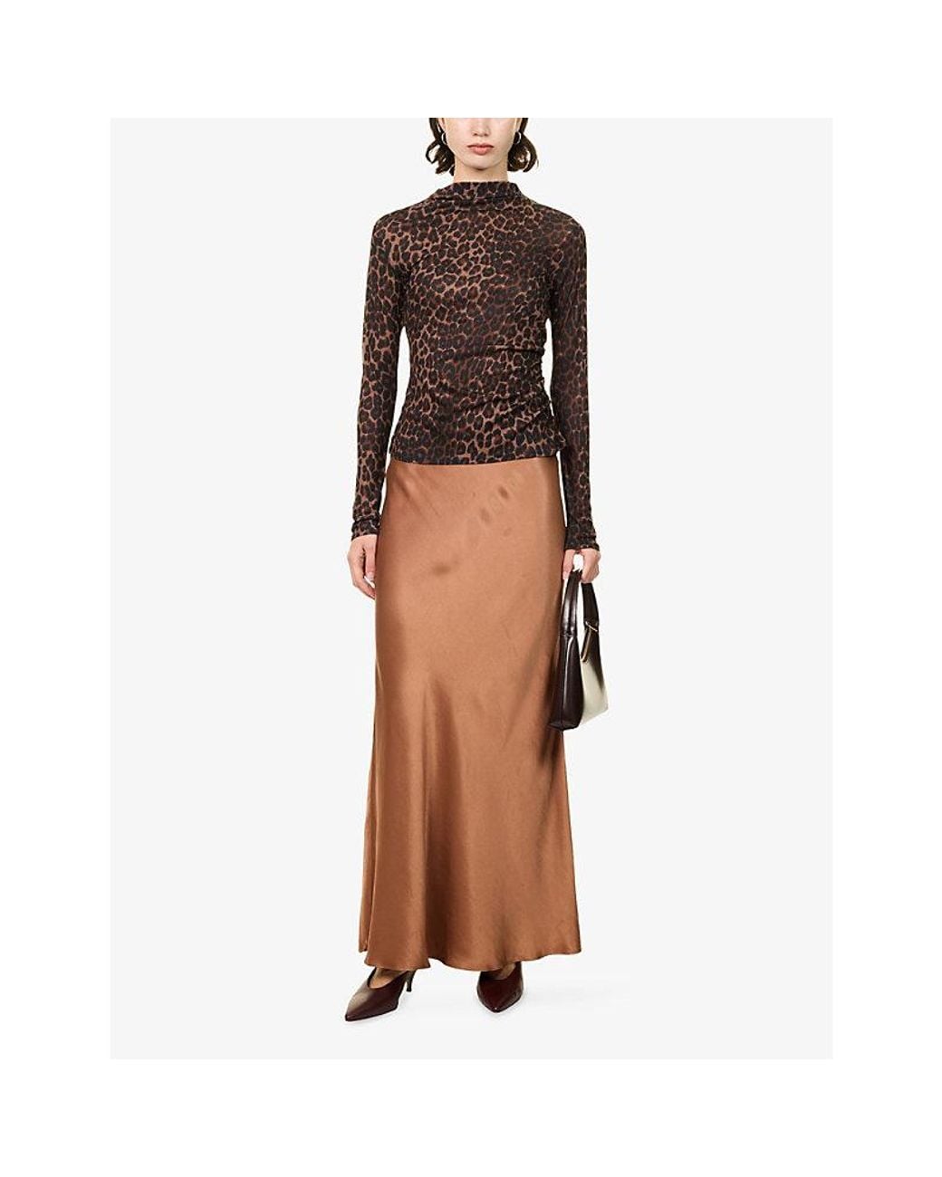 Rails Brown Romina Draped Satin Maxi Skirt