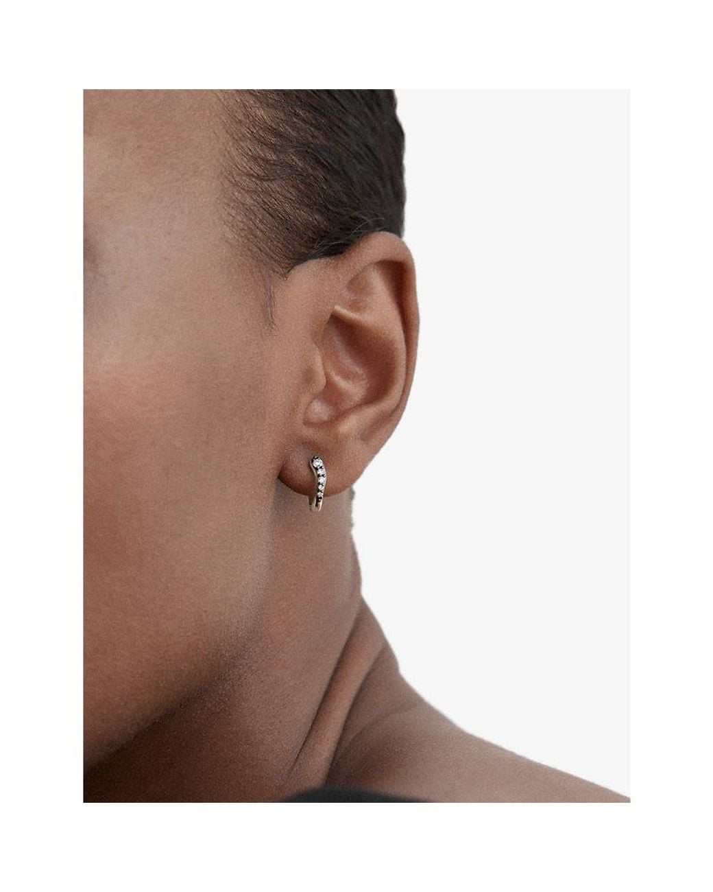 Monica Vinader Metallic Riva Pavé Diamond Blackened Sterling- And 0.14Ct Lab Grown Diamond Huggie Earrings