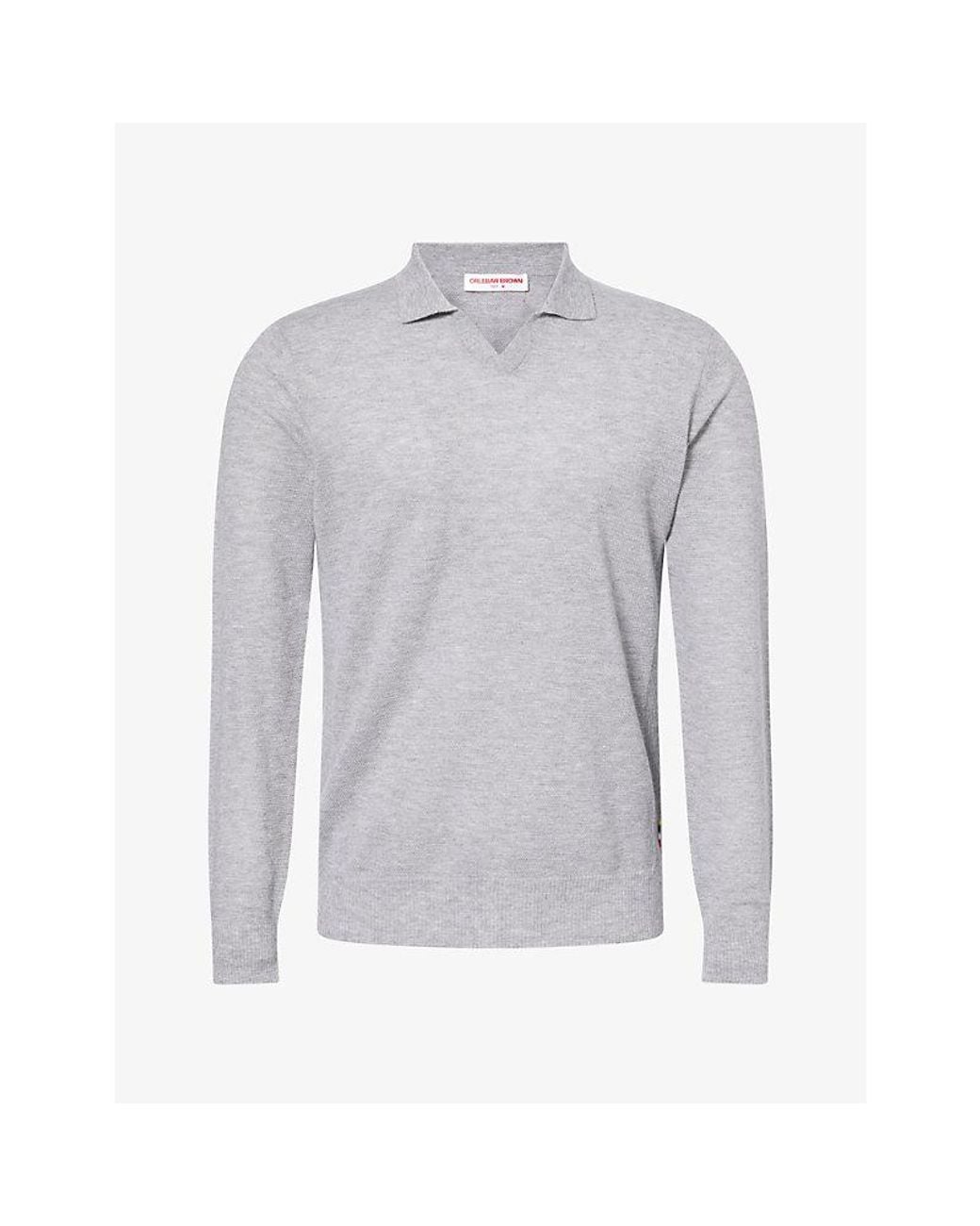 Orlebar Brown Gray Bresson Knitted Cashmere Polo for men