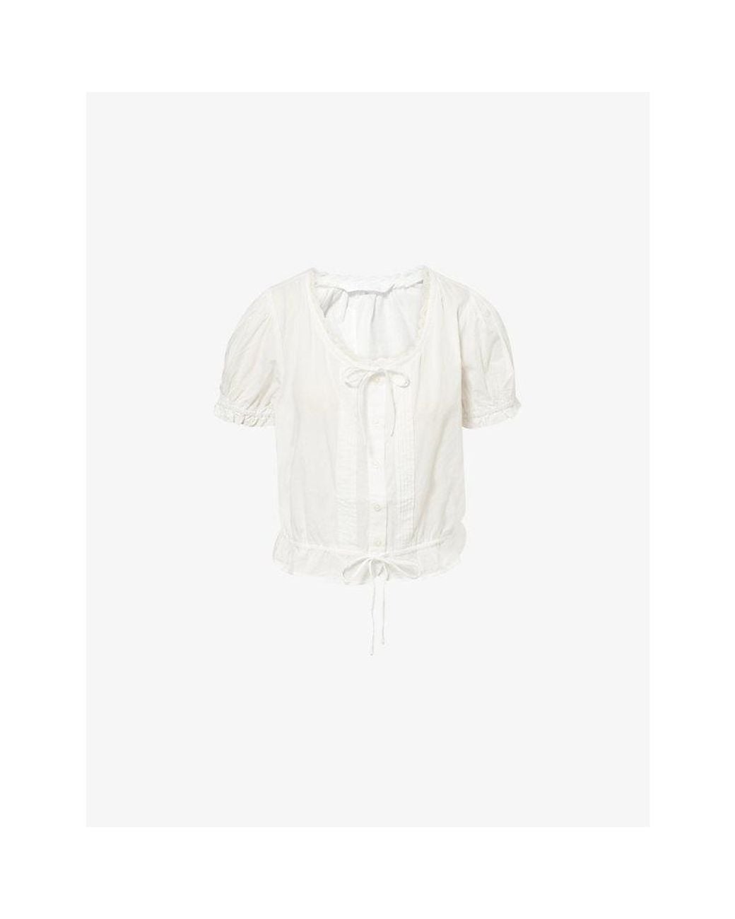 Mother White The Love Letter Short-Sleeve Cotton Top