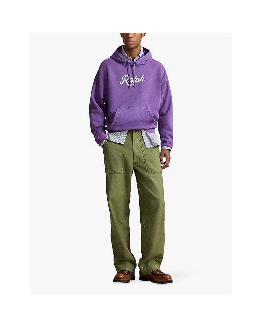 Polo Ralph Lauren Purple Logo-Print Relaxed-Fit Cotton-Blend Hoody for men