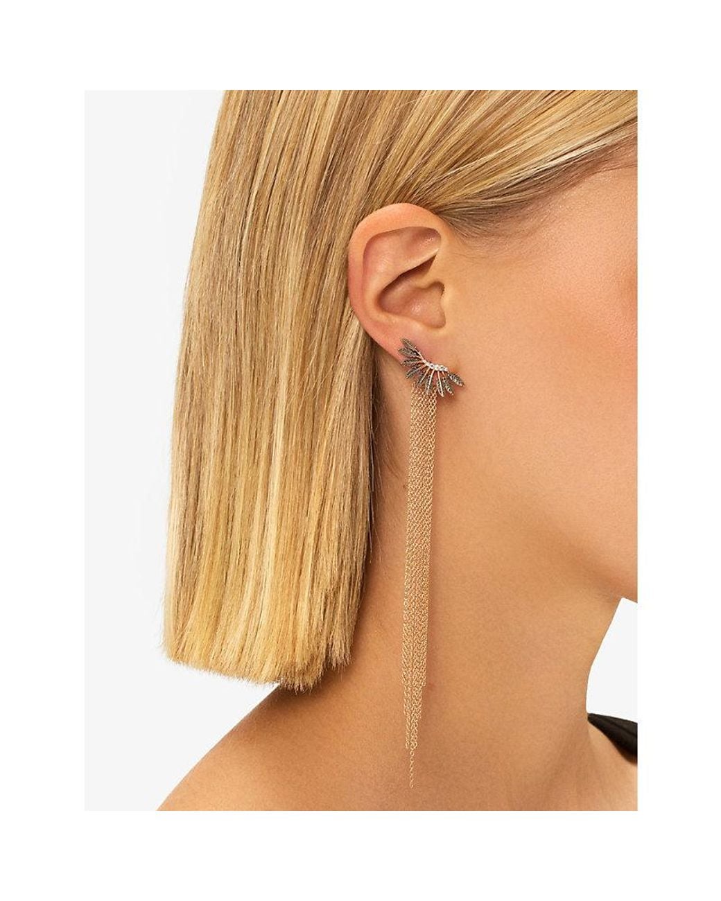 Kismet by Milka White Feather Arc 0.06Ct Diamond Stud Earring