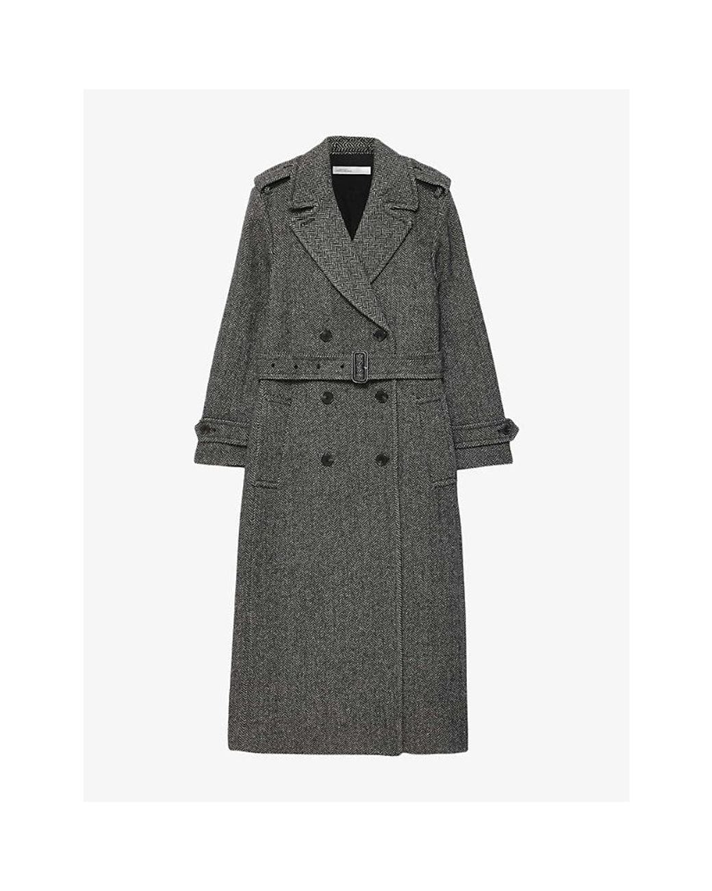 AllSaints Gray Brescia Wool-Blend Coat