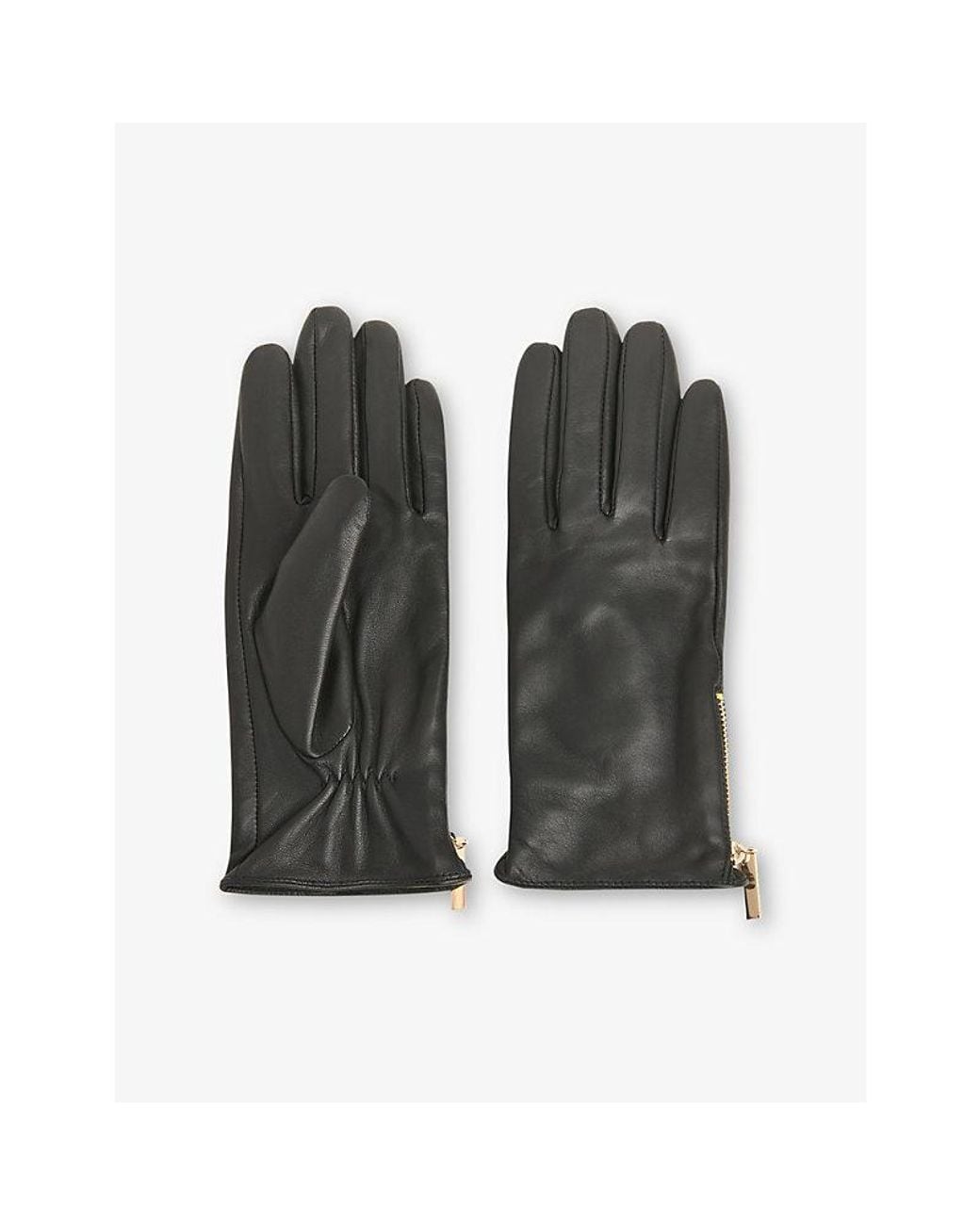Whistles Green Zipped Leather Gloves