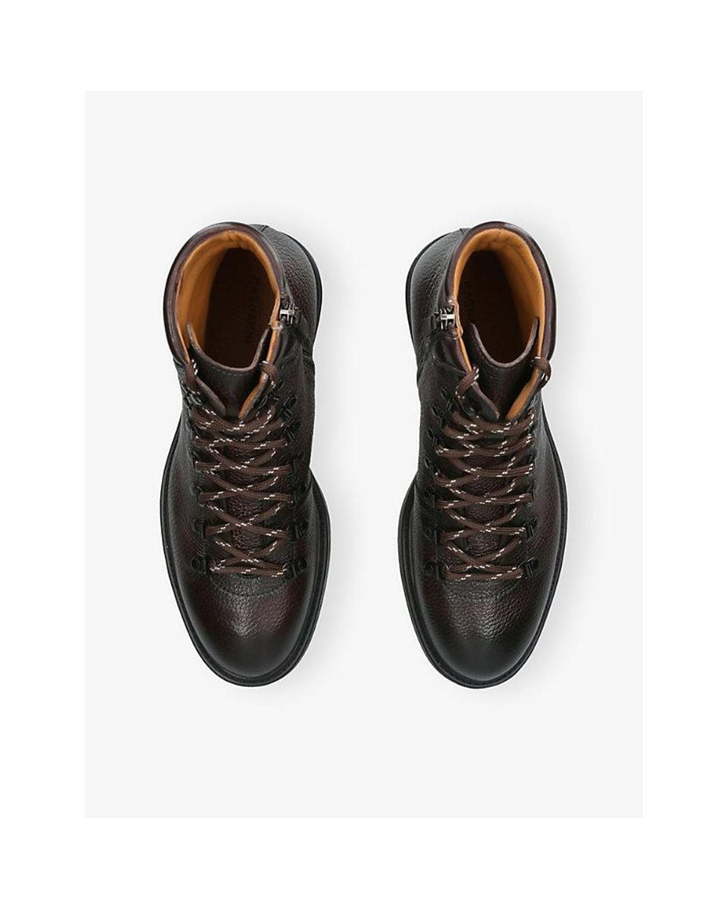 Magnanni Shoes Black Grain Leather Hiker Boots for men