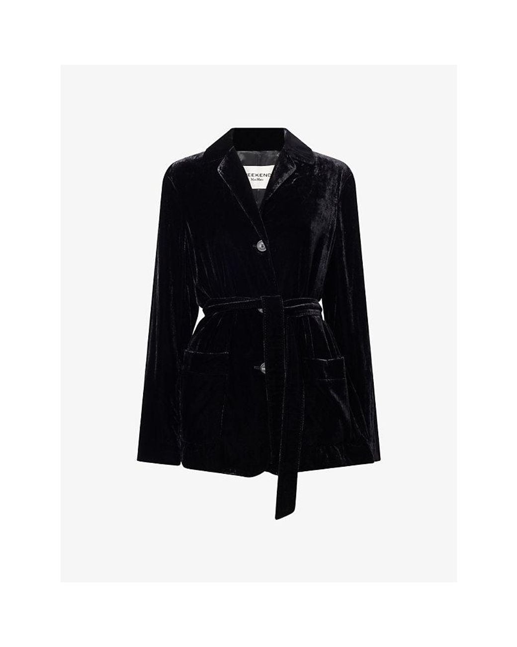Weekend by Maxmara Black Belted Velvet Jacket
