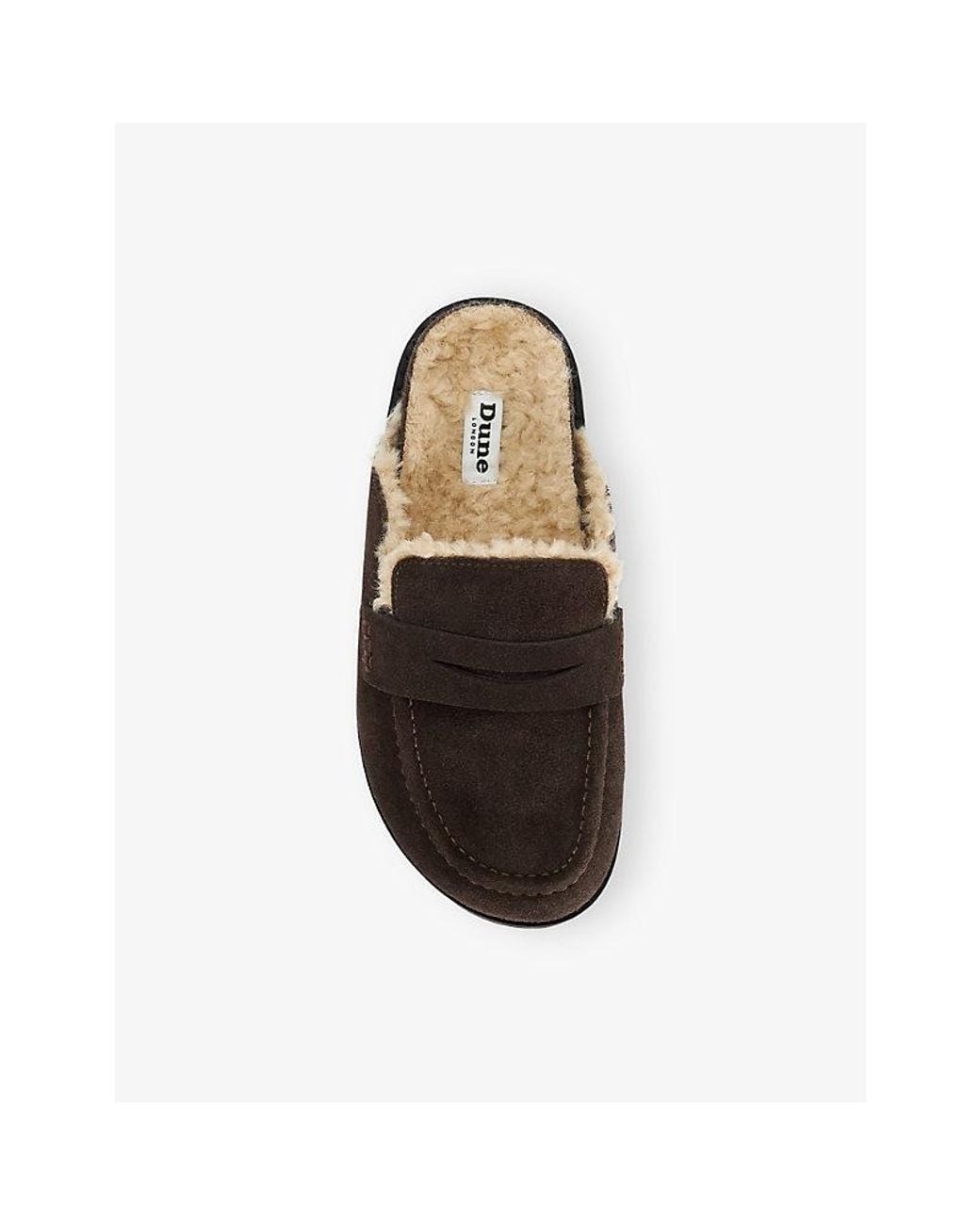 Dune Brown Goldy Suede Loafers