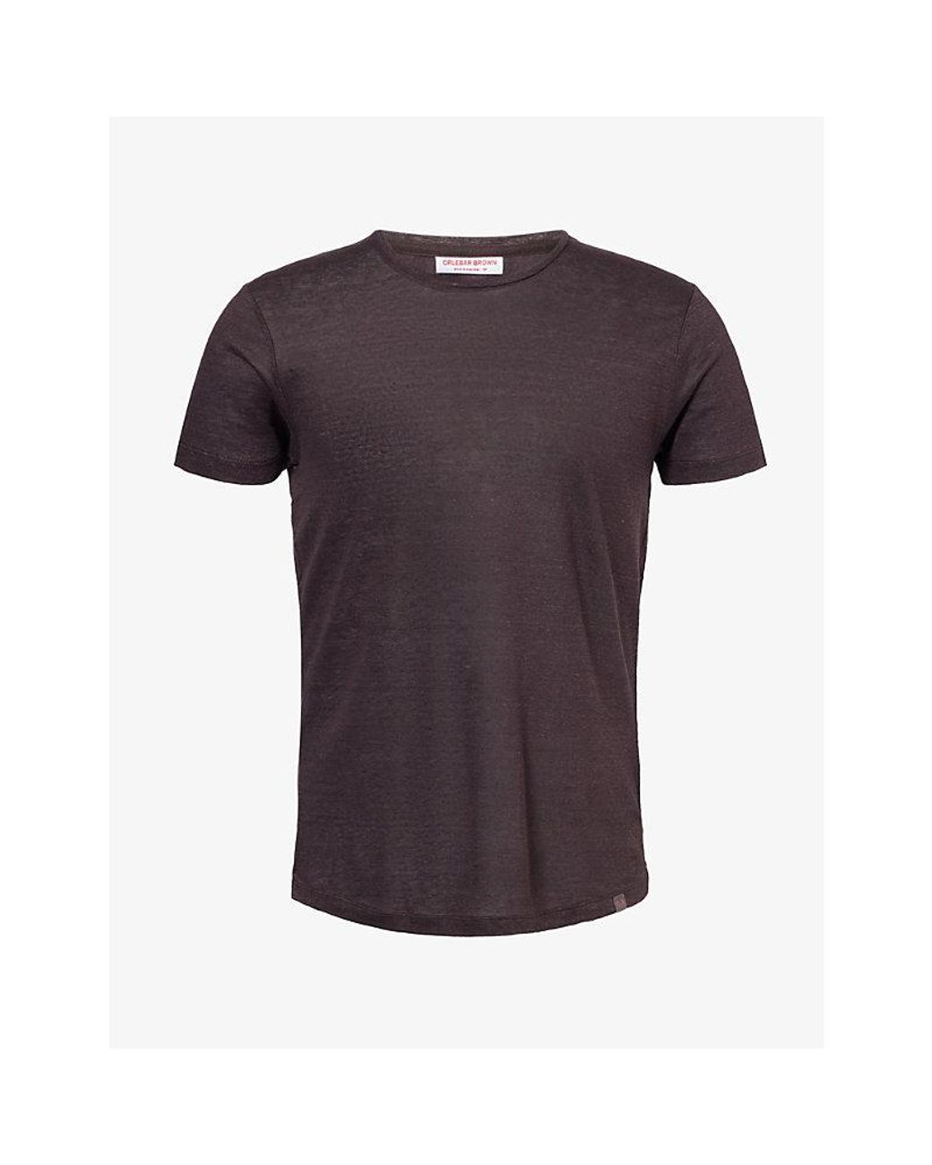 Orlebar Brown Purple Brand-Tab Short-Sleeve Linen T-Shirt for men