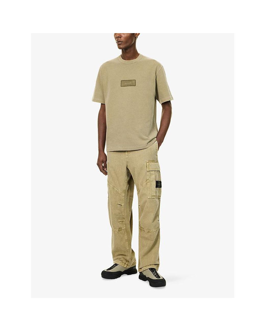 Stone Island Natural Mineral Dyed Panama Cotton-Blend Cargo Trousers for men
