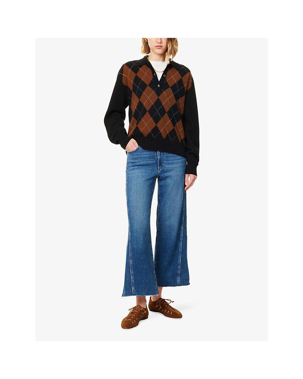 PAIGE Blue Anessa Twisted Panel Cotton Denim Jeans