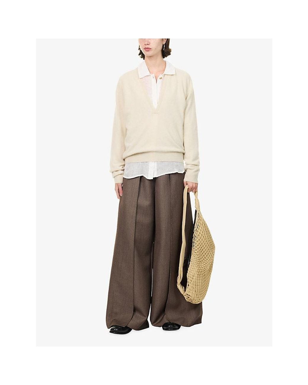 Frenckenberger Natural Johnny V-Neck Cashmere Jumper