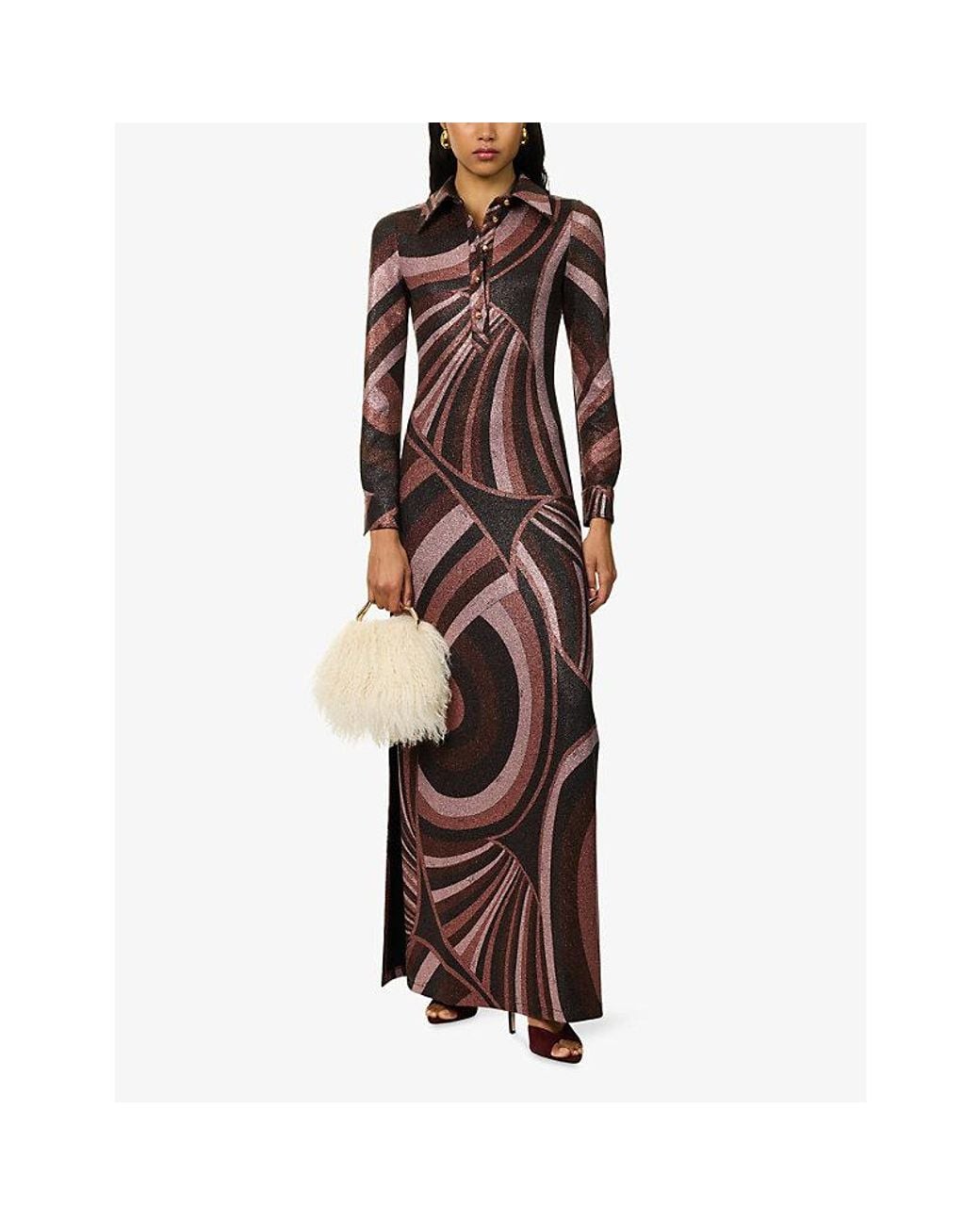 Emilio Pucci Purple Iride Print Lurex Maxi Dress