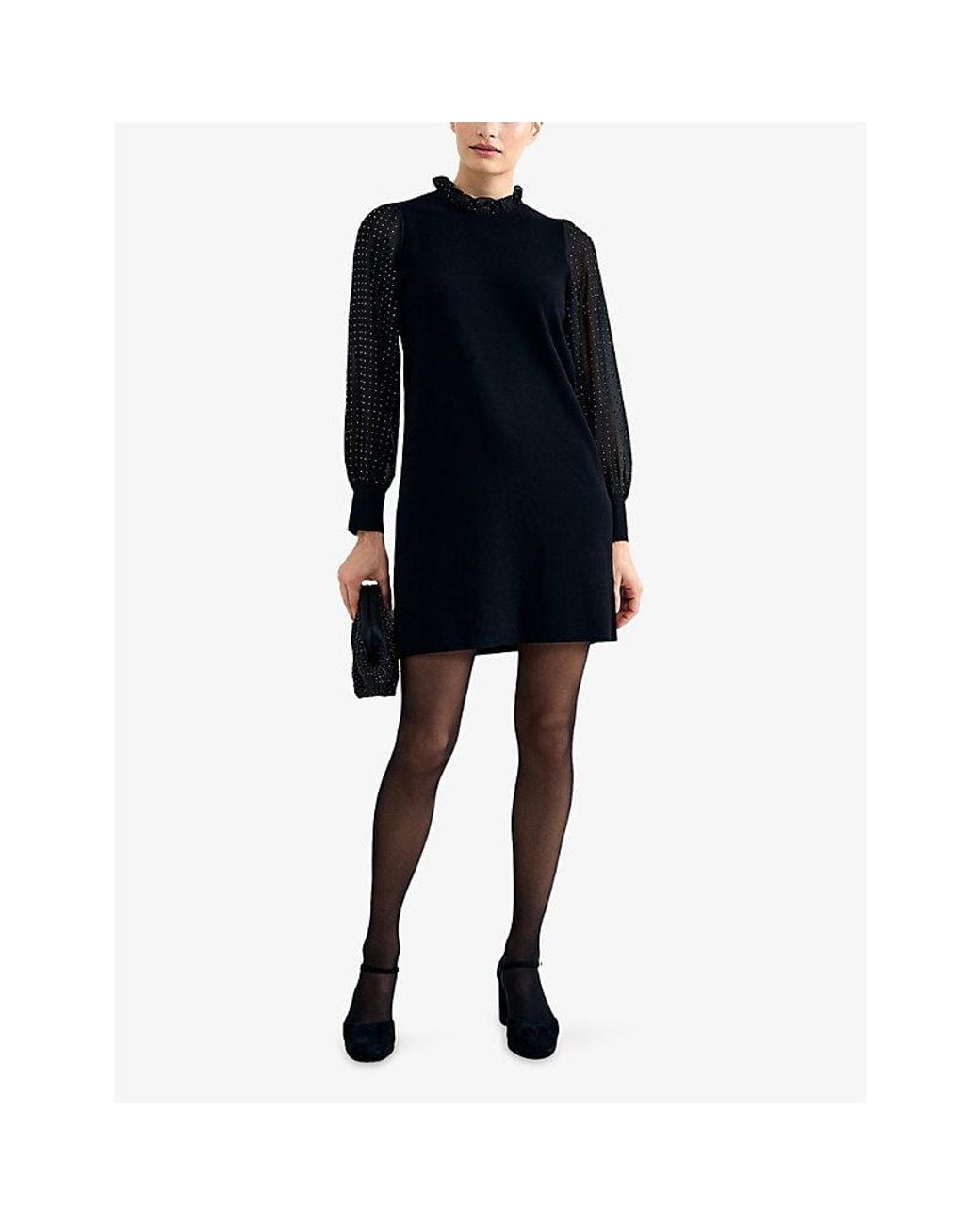 Phase Eight Blue Thea Rhinestone-Embellished Knitted Mini Dress