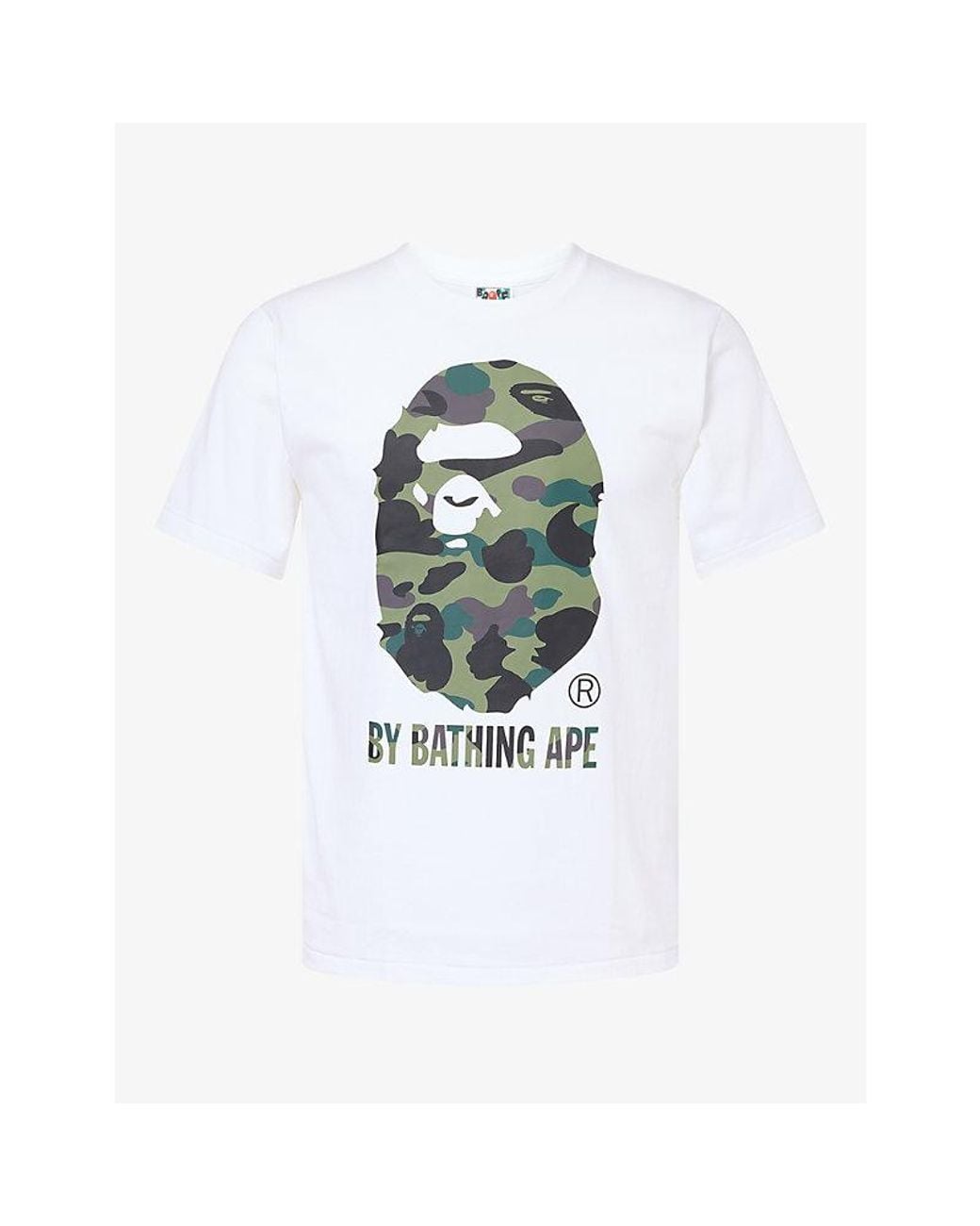 A Bathing Ape White Logo-Print Short-Sleeve Cotton T-Shirt for men