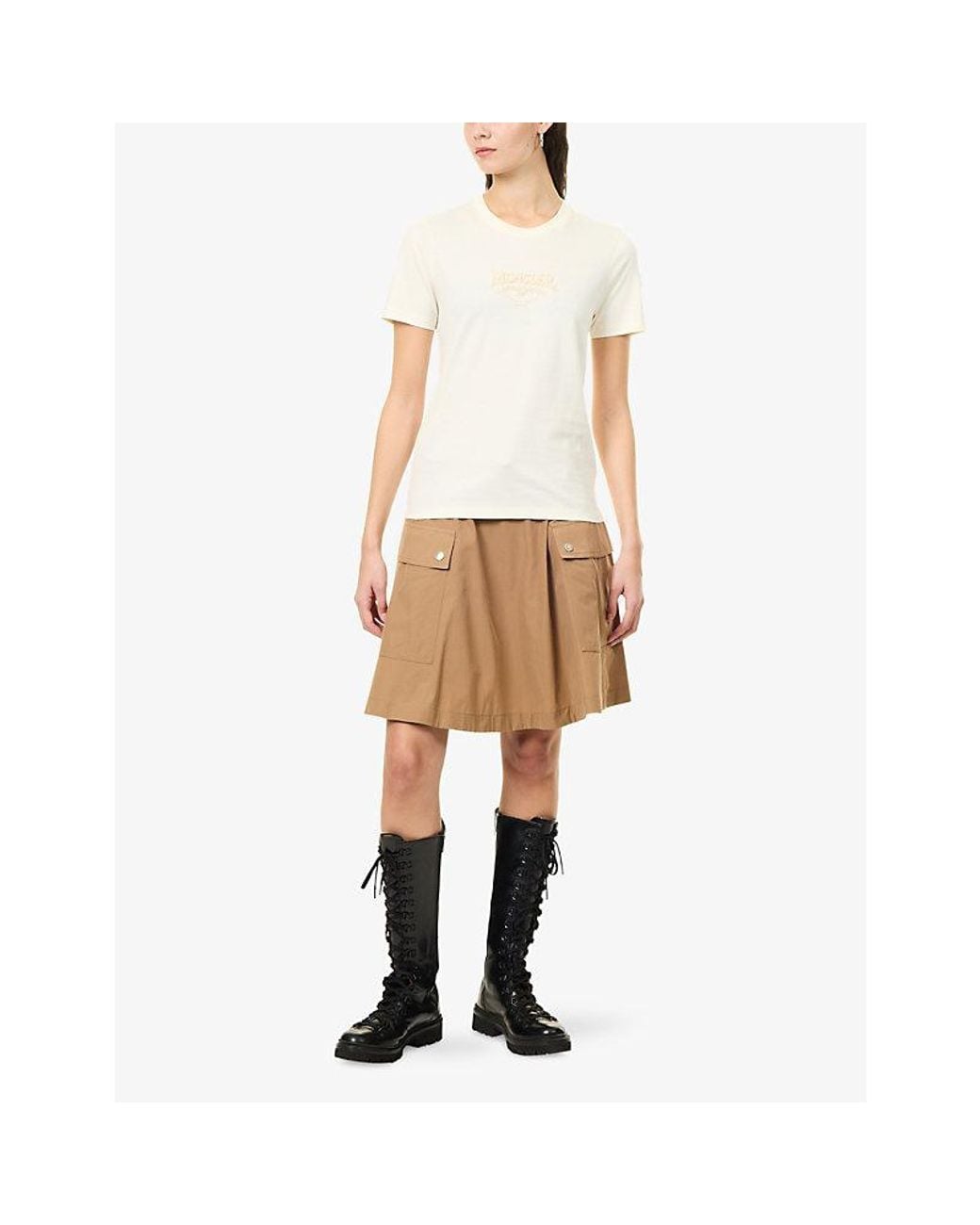Moncler White Logo-Patch Embellished Cotton T-Shirt