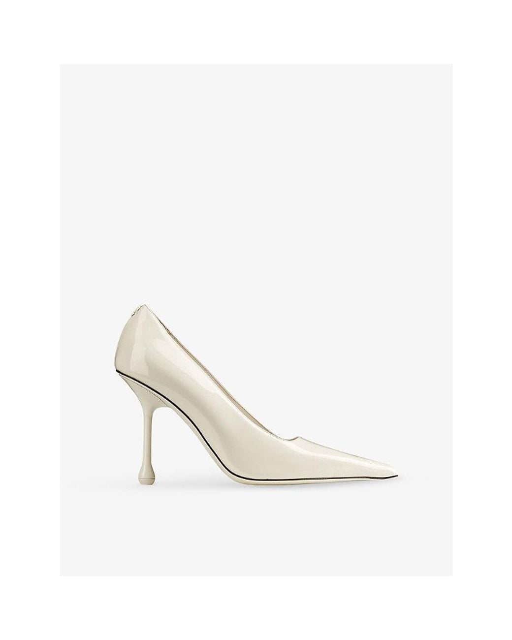 Jimmy Choo White Ixia 95 Pointed-Toe Patent-Leather Heeled Courts