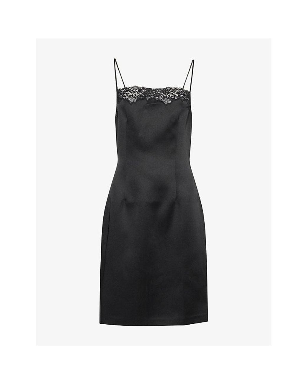 Reformation Black X Alexa Chung Satin Cocktail Mini Dress