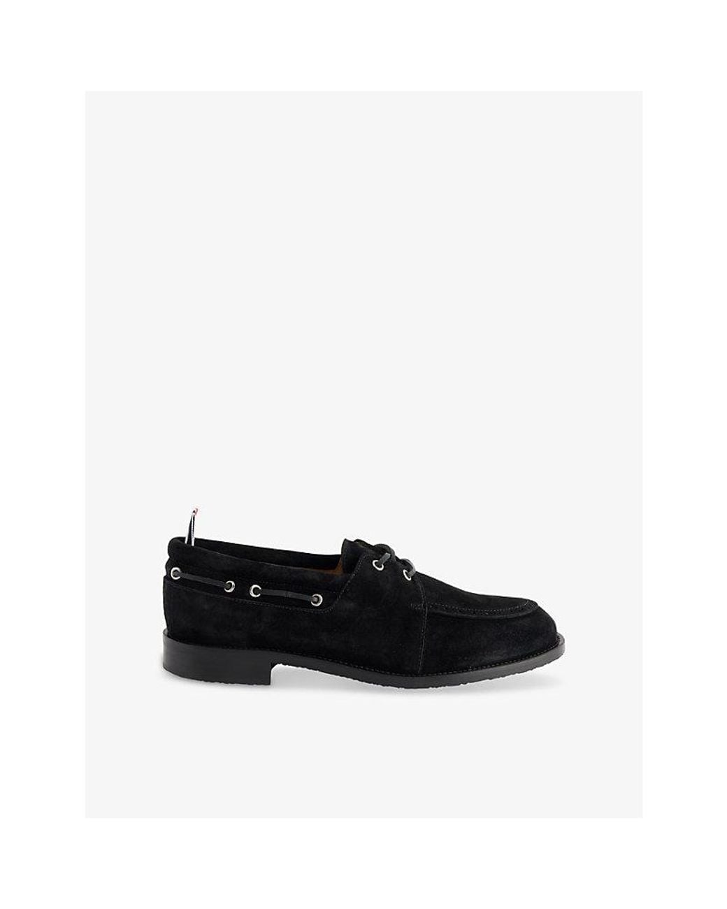 Thom Browne Black Padded Suede Boat Shoes for men