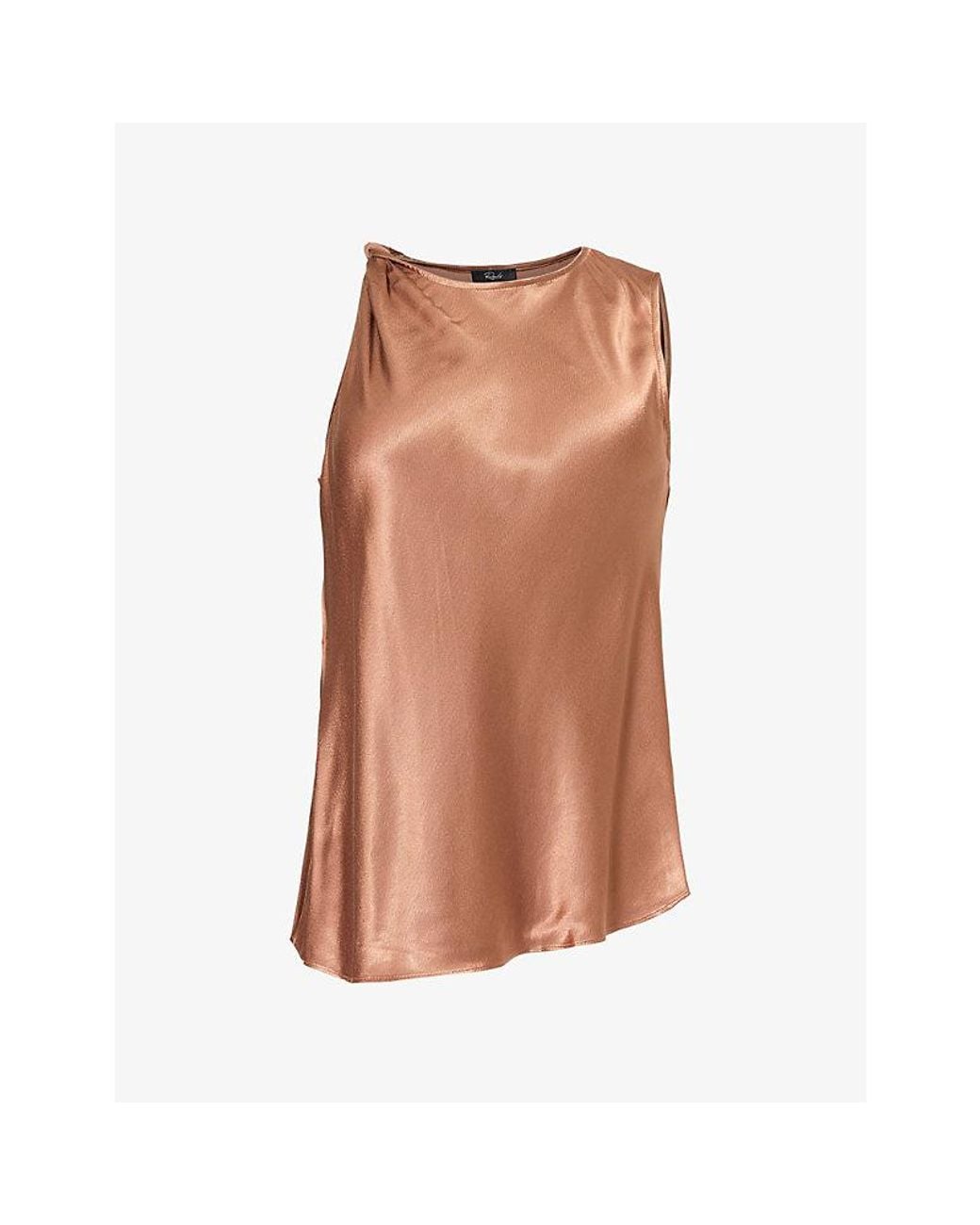 Rails Brown Robin Twist Shoulder Strap Satin Tank Top