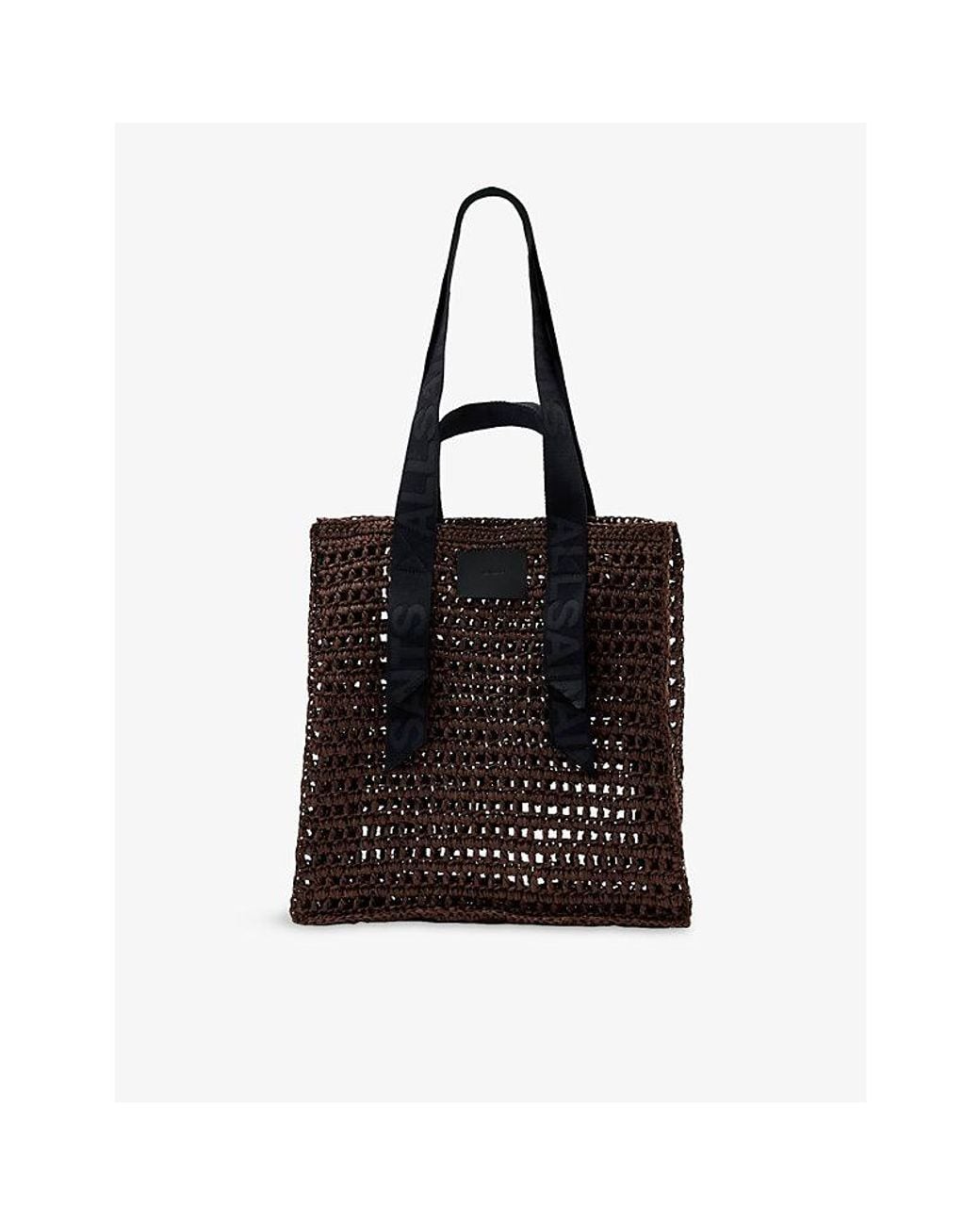 AllSaints Black Lullah Raffia Tote Bag