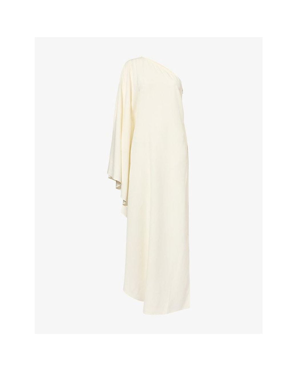 Taller Marmo Natural Florinda Asymmetric Crepe Midi Dress