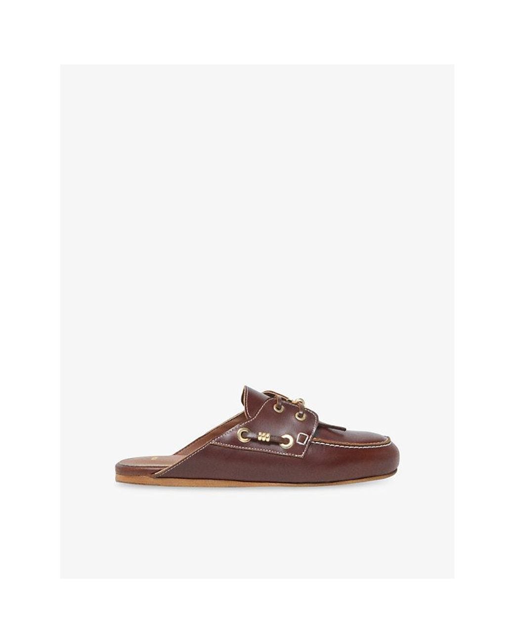 Maje Brown Lace-Up Leather Mules