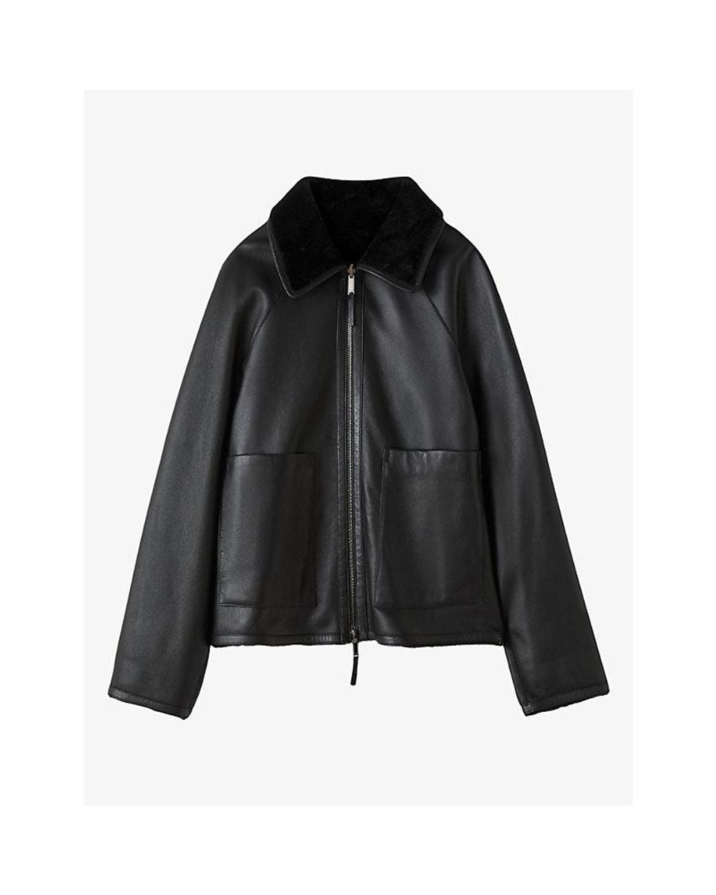 Joseph Black Kyro Reversible Shearling And Leather Jacket