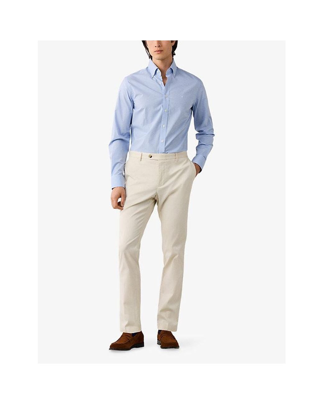 Hackett Blue Gingham Tailored-Fit Stretch-Cotton Shirt for men
