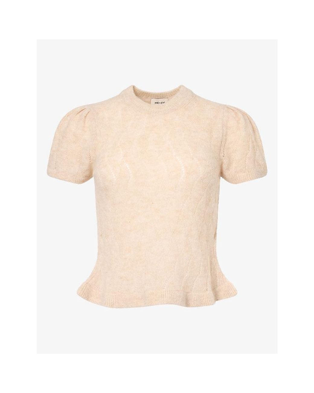 ME+EM Natural Lofty Pointelle Slim-Fit Wool-Blend Knit T-Shirt