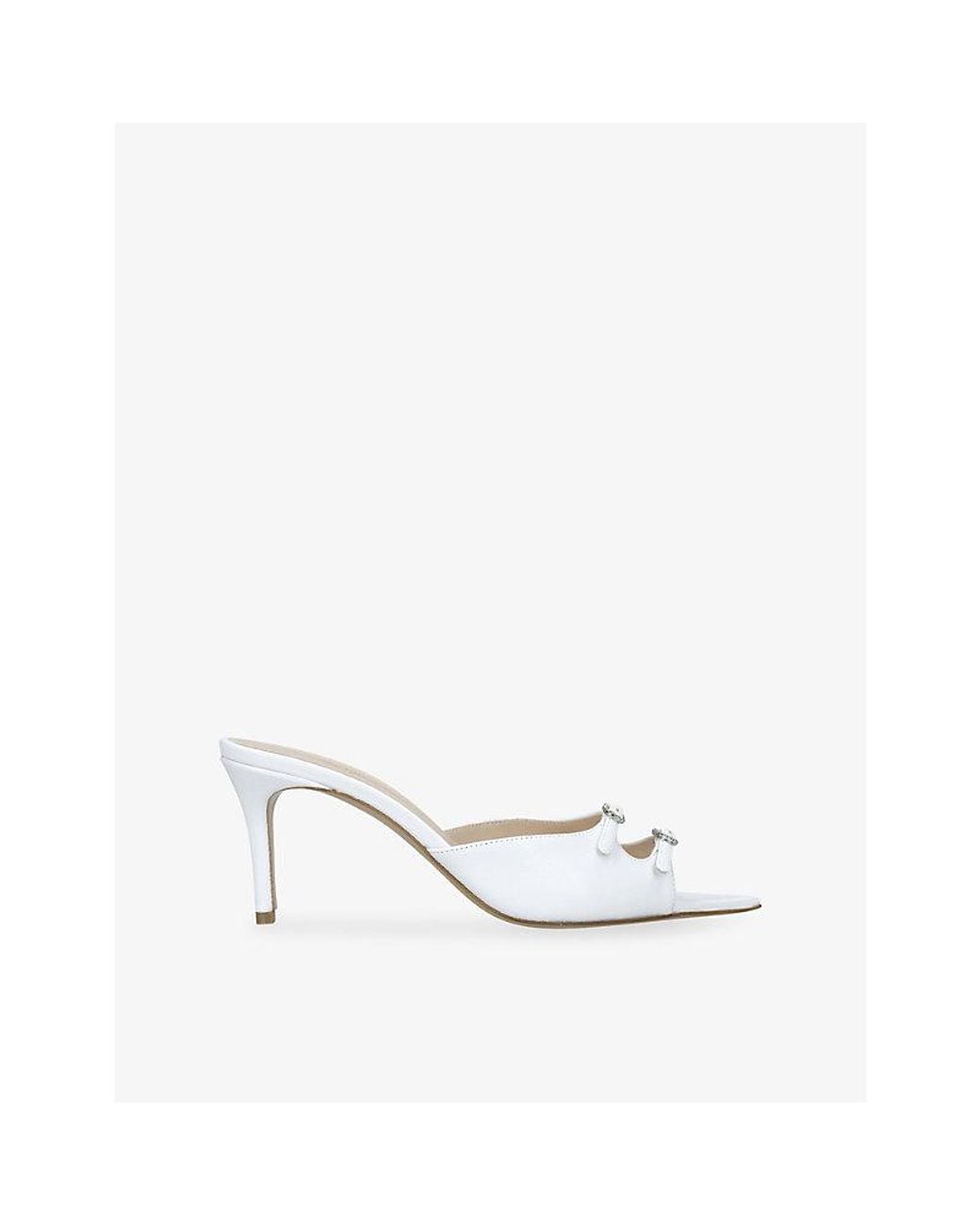 Andrea Wazen White Carol 75 Leather Heeled Mules