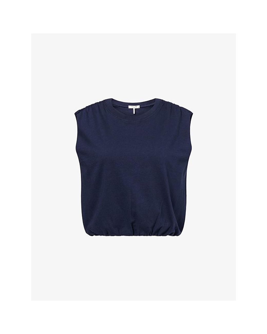 Rag & Bone Blue Mica Bubble-Hem Cotton Top