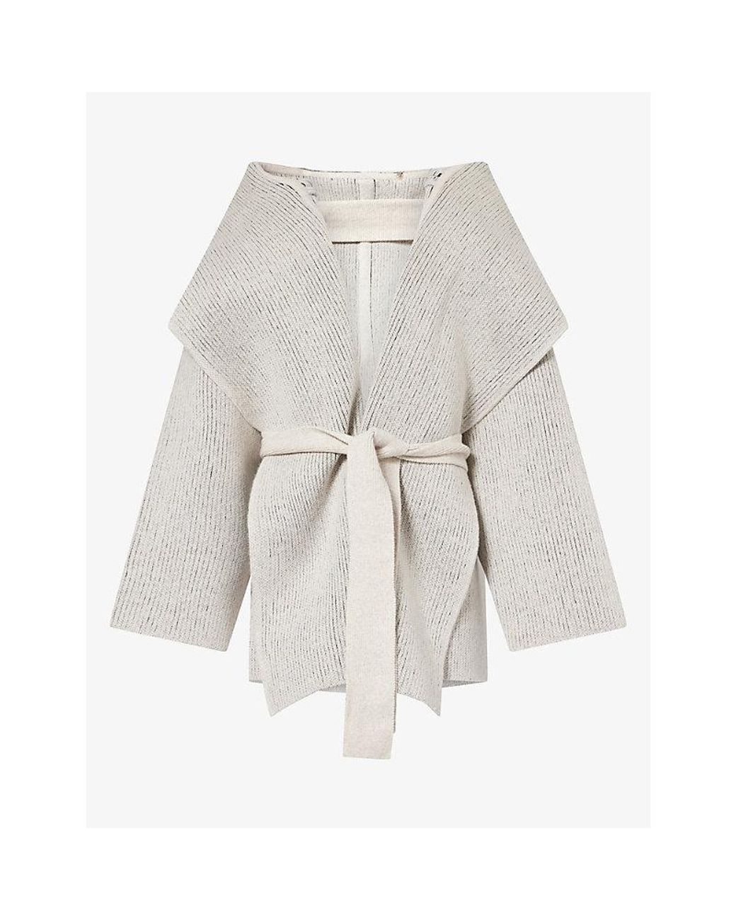 CFCL White Inlay Draped Knitted Wool And Cashmere-Blend Coat