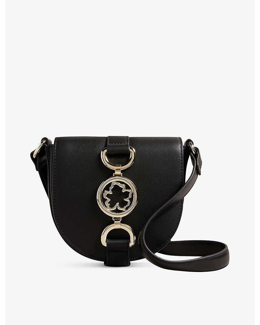 Ted Baker Kensina Magnoliahardware Leather Cross Body Bag in Black