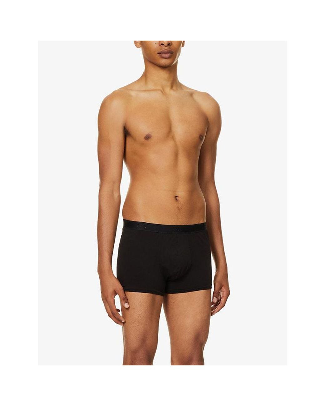 Derek Rose Black Jack Branded-Waistband Stretch-Cotton Trunks for men