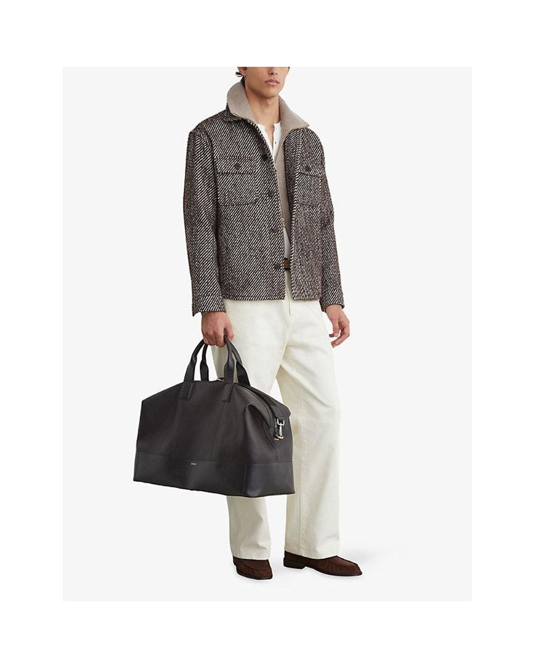 Reiss Gray Clifton Brushed Wool-Blend Overshirt for men