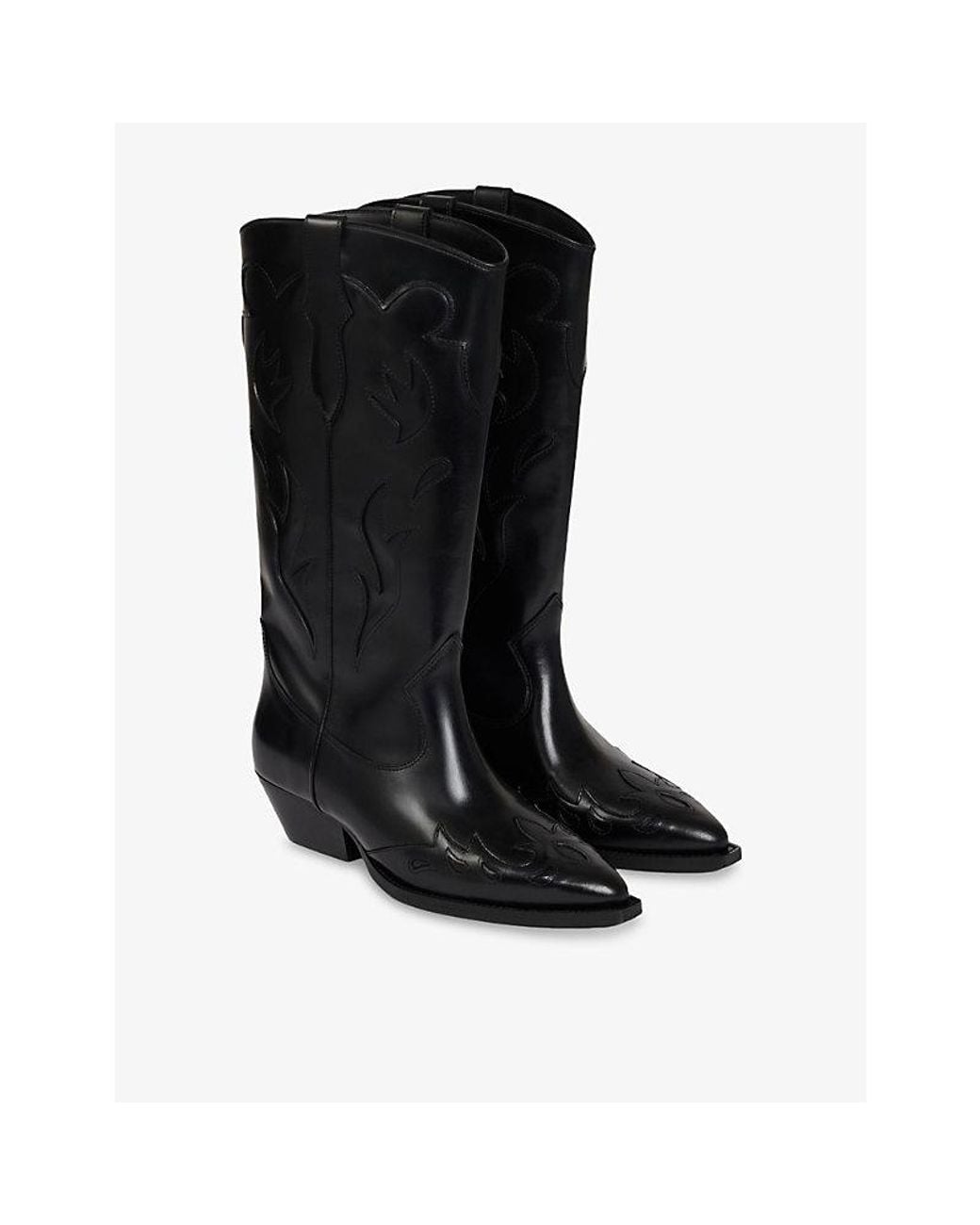 Sandro Black Western Knee-High Leather Boots
