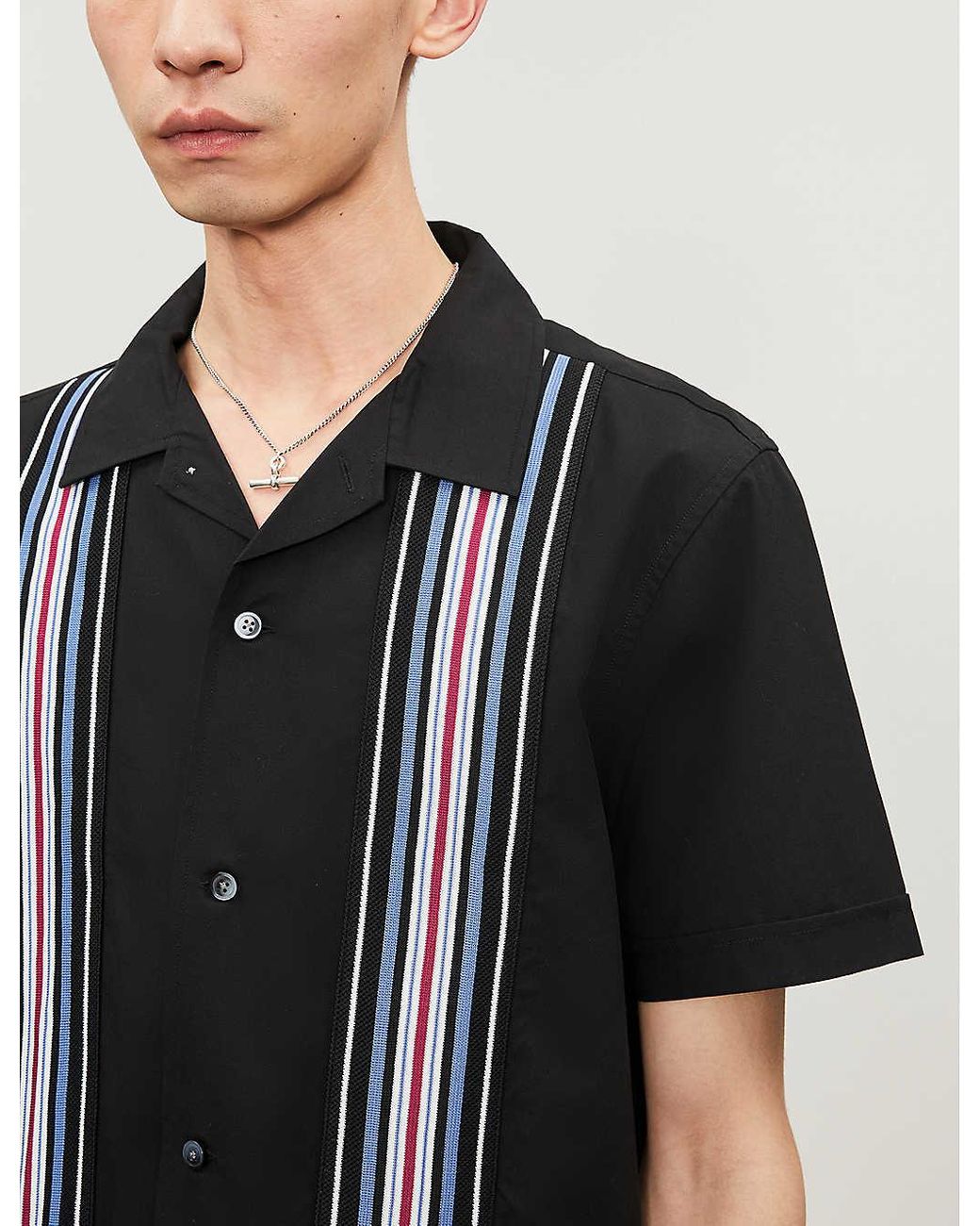 Stussy Striped Knit Panel Shirt Black