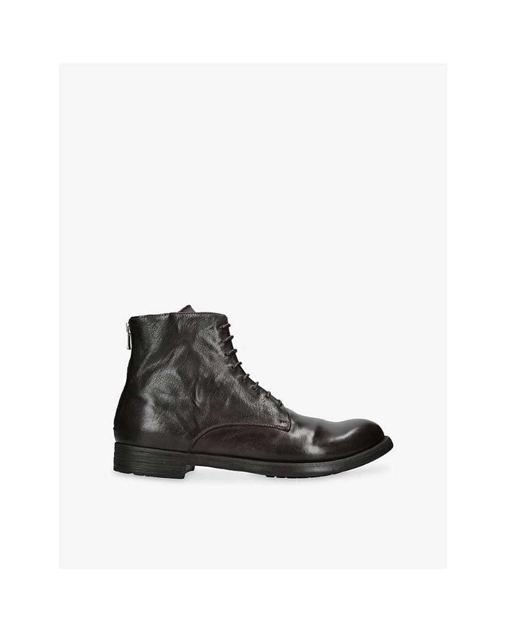 Officine Creative Black Hive Lace-Up Leather Boots for men