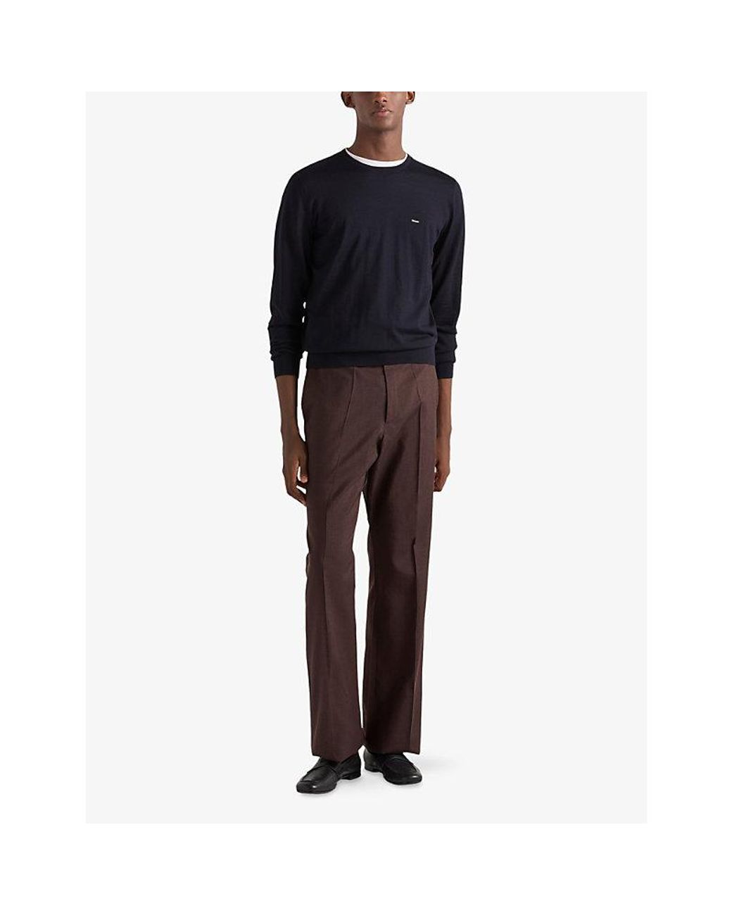 Prada Black Superfine Wool Crew-Neck Jumper for men