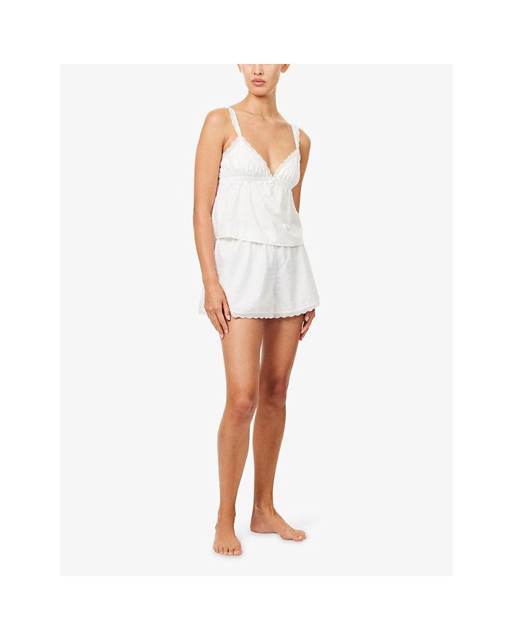 Lounge Underwear White Cami Cotton Pyjama Top