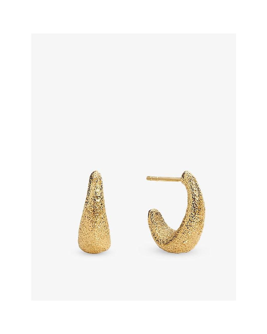 Monica Vinader Metallic Antica Textured Small 18Ct Vermeil Hoop Earrings