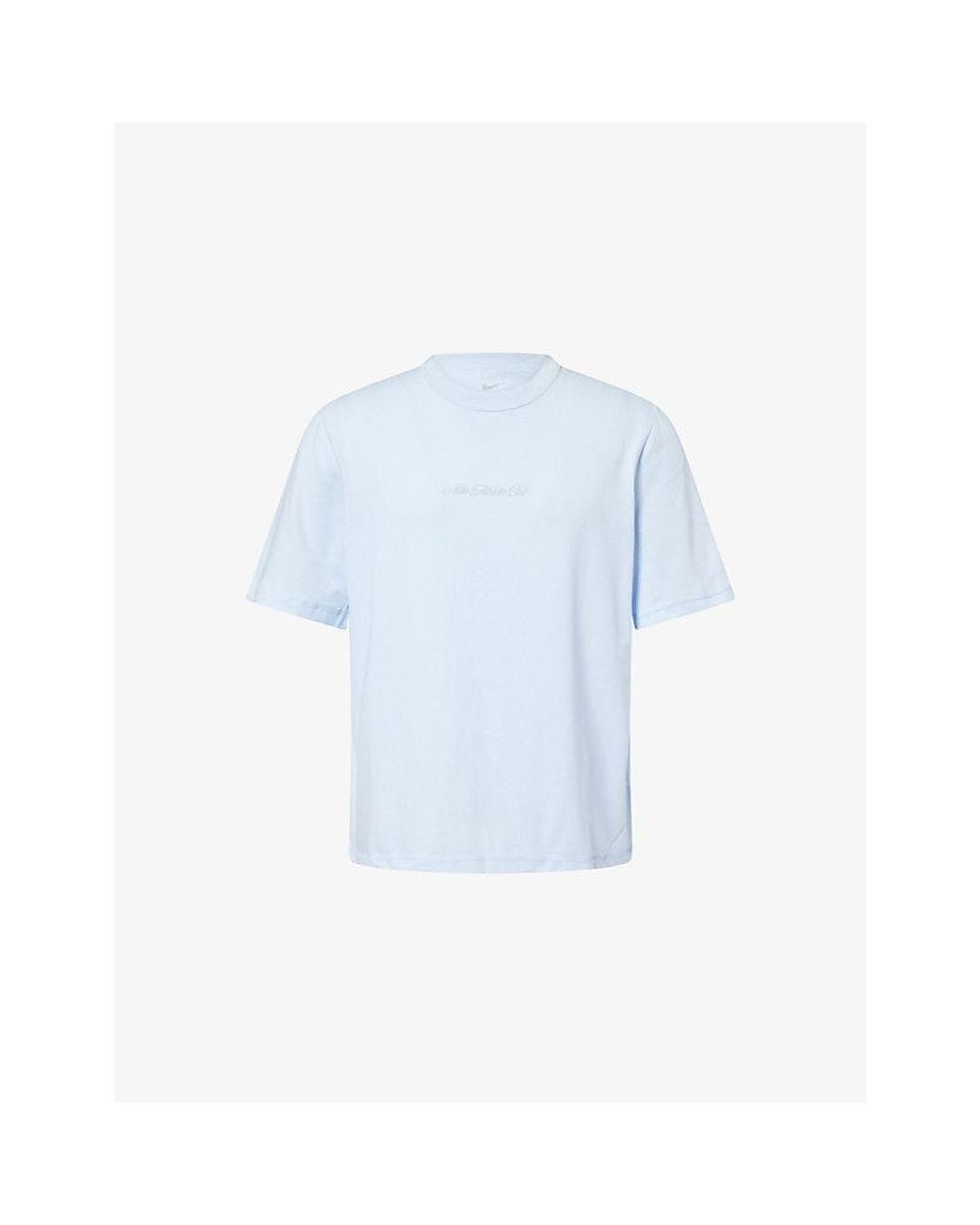 Nike Blue Dri-Fit Logo-Text Print Woven T-Shirt for men
