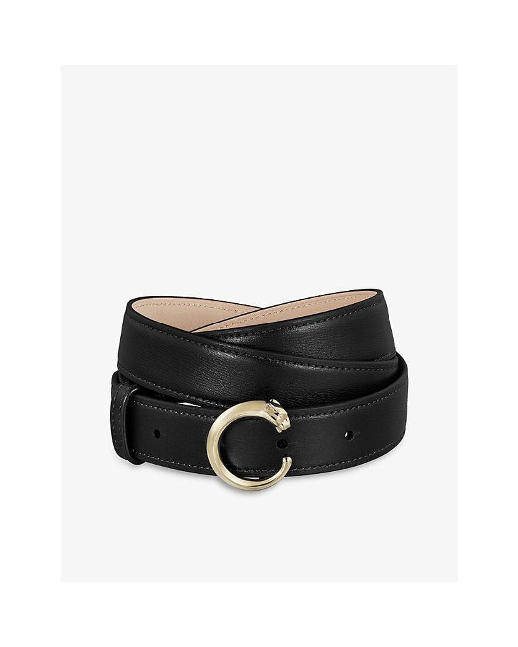 Cartier Black Panthère De Large Buckled Leather Belt