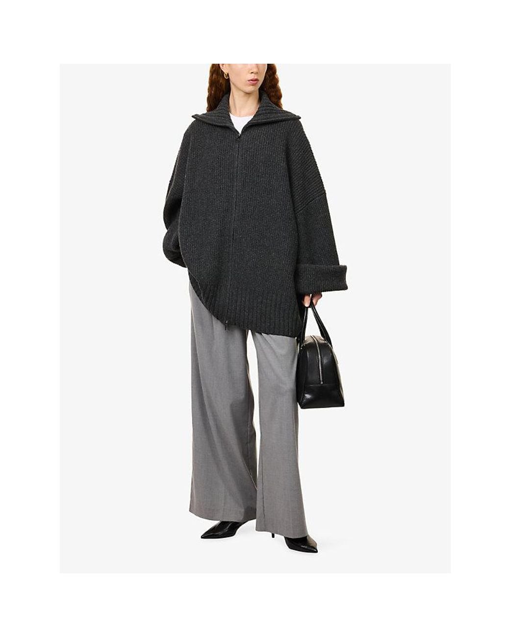 Frankie Shop Blue Veda Knitted Wool Cardigan