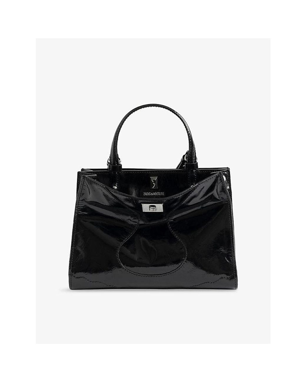 Zadig & Voltaire Black Jack Branded Patent-Leather Handbag