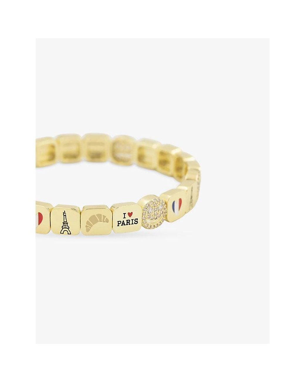 Lisa Gozlan Metallic Paris City 18Ct-Plated Brass And Cubic Zirconia Bracelet