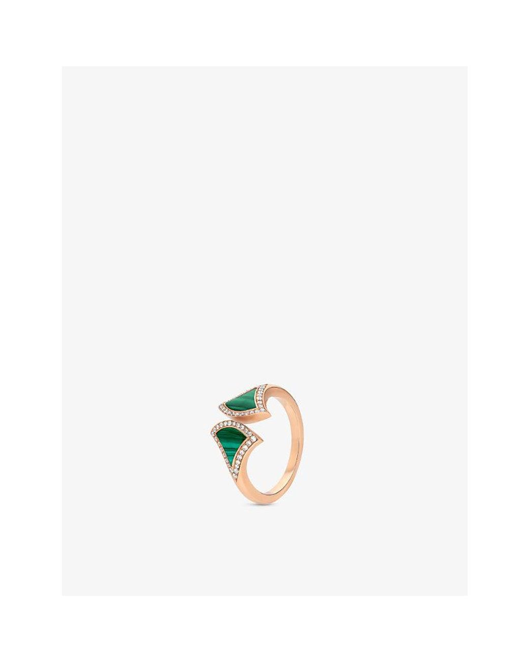 BVLGARI White Divas' Dream 18Ct, Malachite, And 0.17Ct Round Brilliant-Cut Diamond Ring