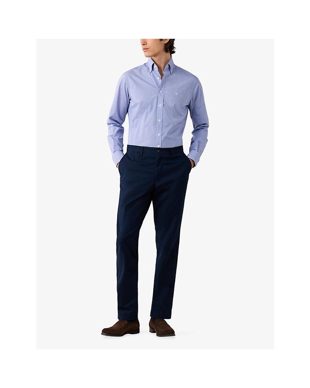Hackett Blue Gingham Tailored-Fit Stretch-Cotton Shirt for men