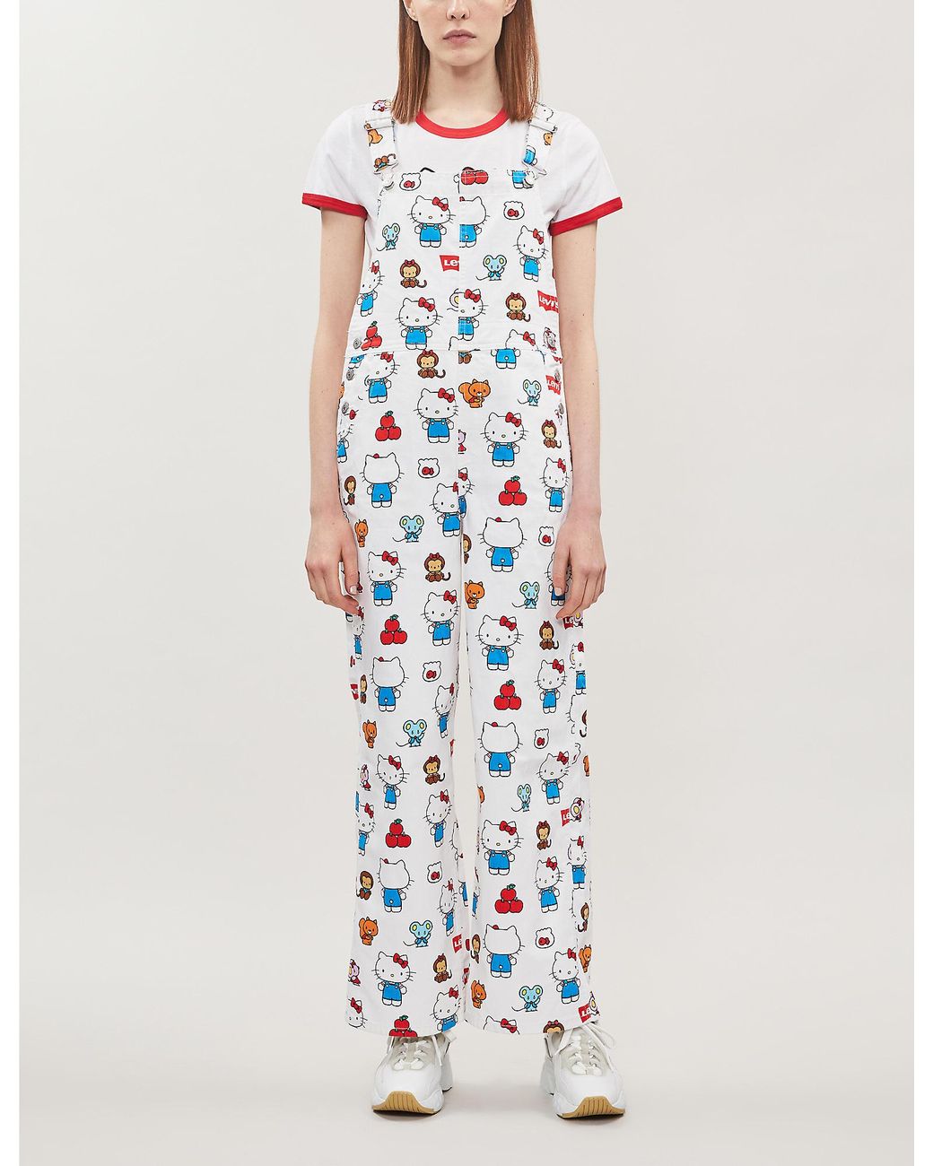 Levi's X Hello Kitty Printed Denim Dungarees in Blue | Lyst